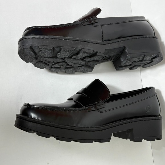 Born Black Leather Chunky Loafer Womens 10 Lug Sole Preppy Academia Minimalist - Picture 4 of 11